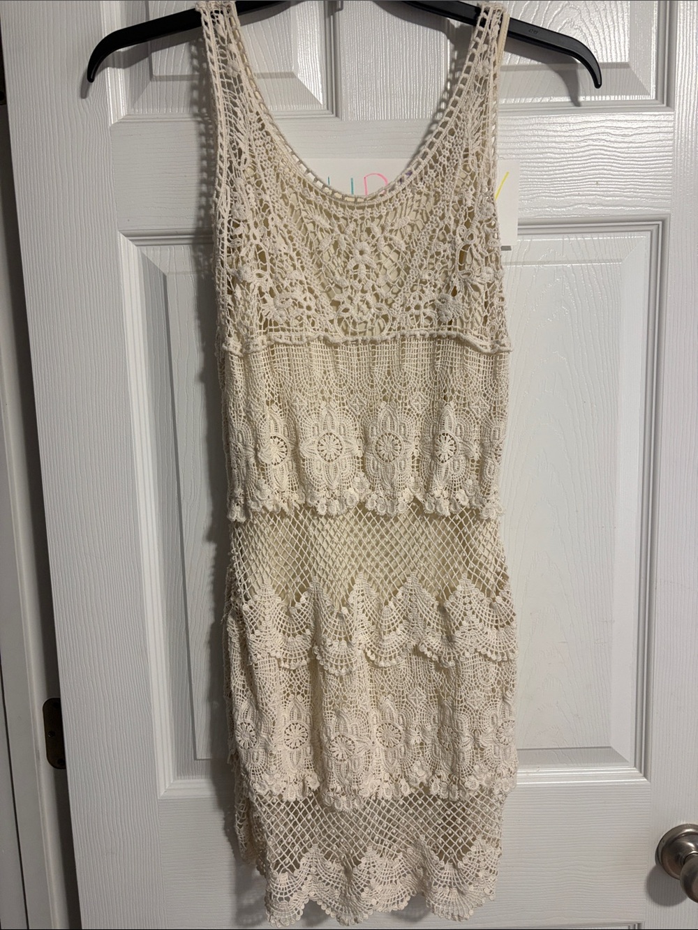 Sleeveless Cream Crochet Boho Dress